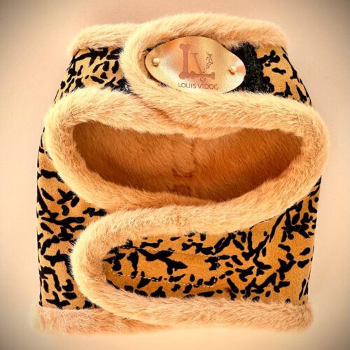 Small Dog Fur Harness / Tiger Print Winter Dog Harness / Warm Dog Jacket